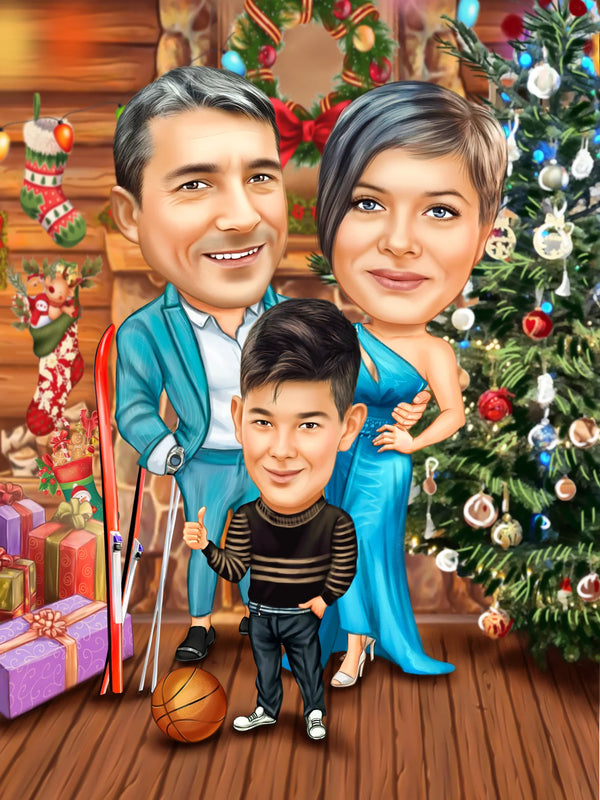 Family Christmas Caricature