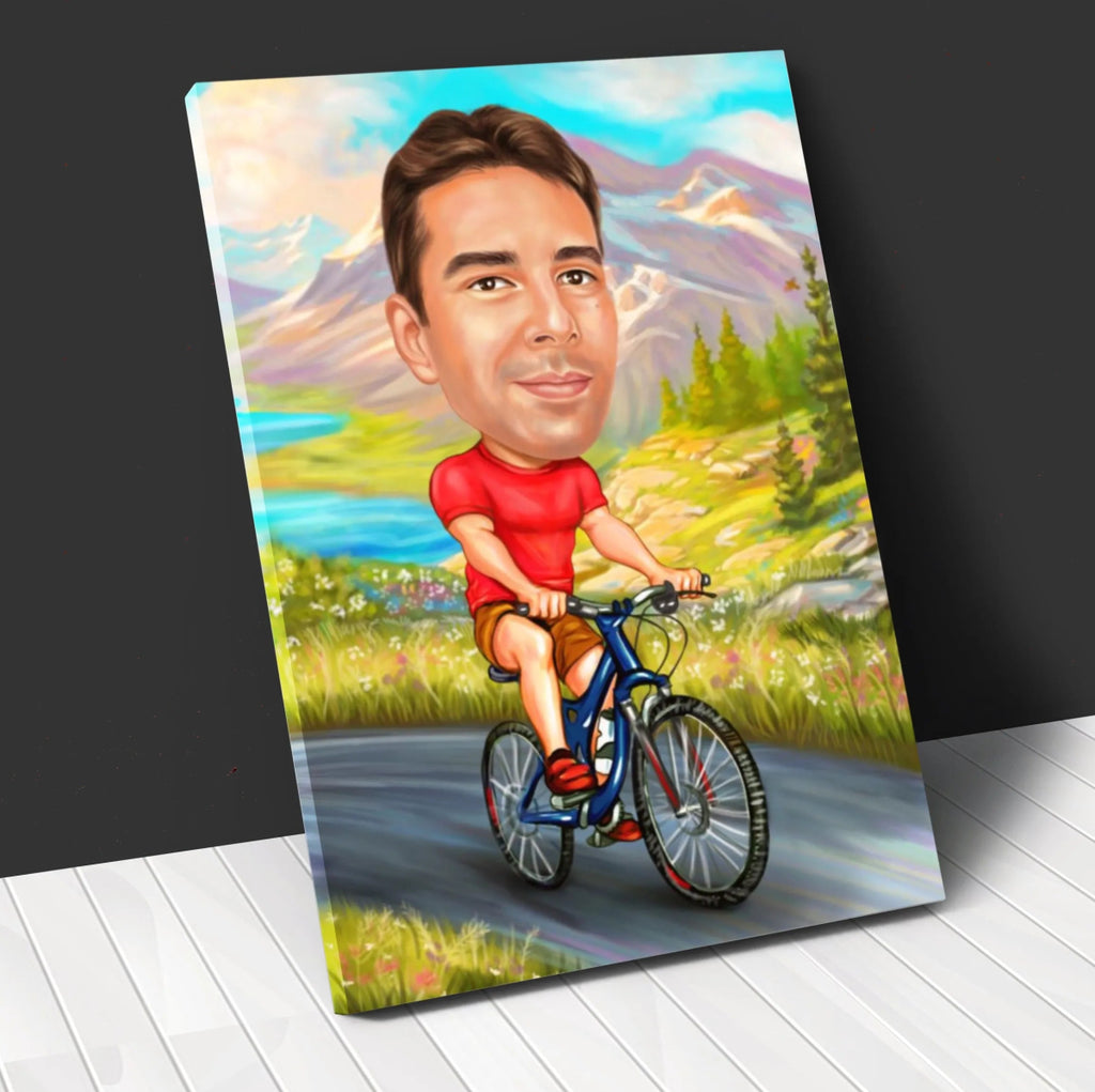 Bicyclist Caricature | Custom Caricature - Caricature4You