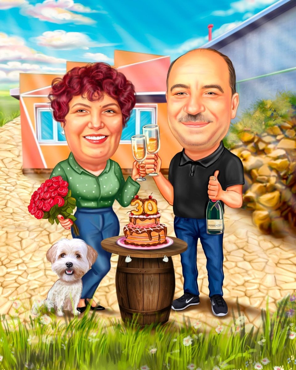 Caricature for Anniversary | Custom Online Caricature - Caricature4You