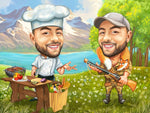 Caricature for Cooker and Hunter | Custom Online Caricature - Caricature4You
