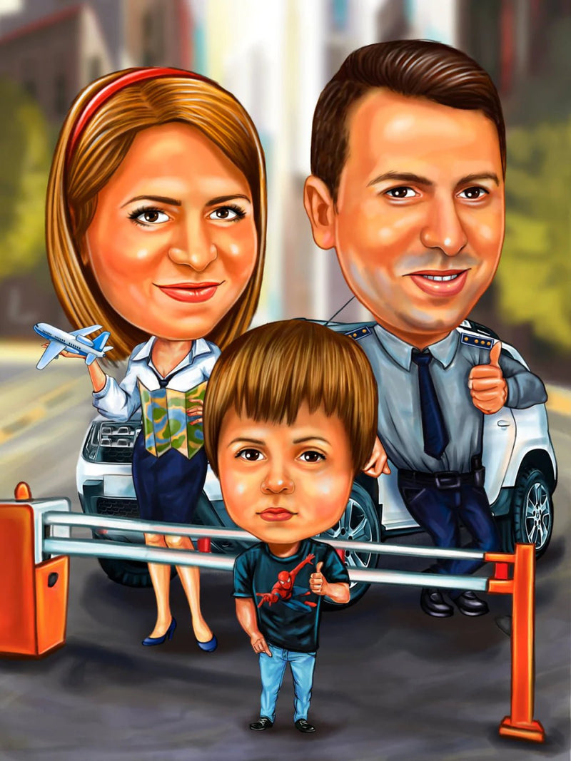Caricature for Family | Custom Online Caricature - Caricature4You