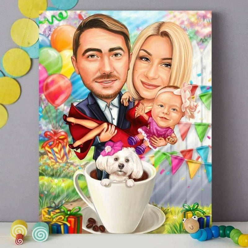Caricature for Family | Custom Online Caricature - Caricature4You