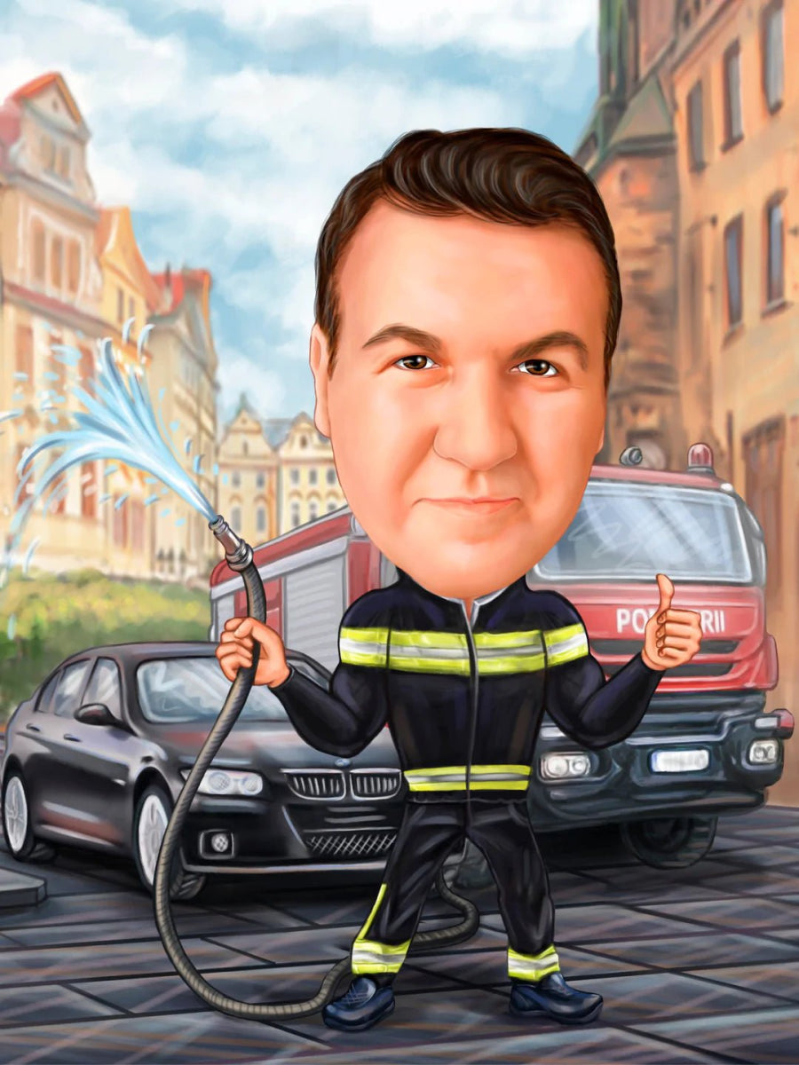 Caricature for Fireman | Custom Online Caricature - Caricature4You