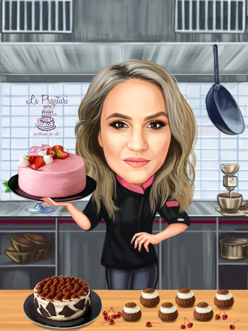 Caricature for Pastry Cooker | Custom Online Caricature - Caricature4You