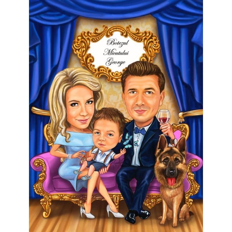 Family Day Out Caricature | Custom Caricature - Caricature4You
