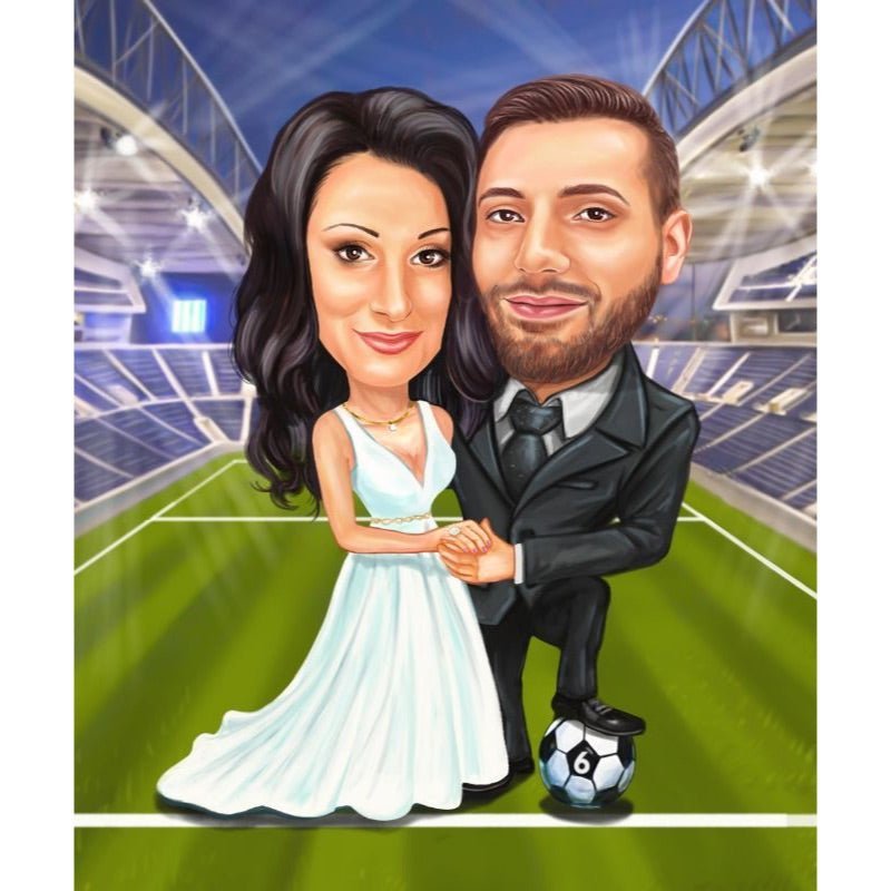 Footballers Wedding Caricature | Custom Caricature - Caricature4You