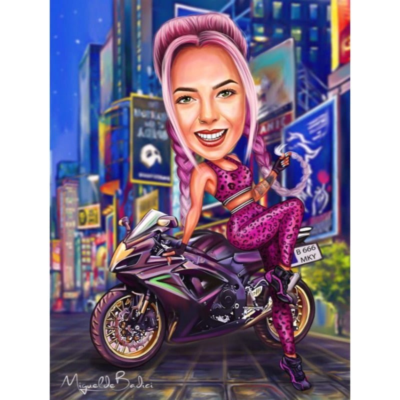 Motor Rider Caricature | Custom Caricature - Caricature4You