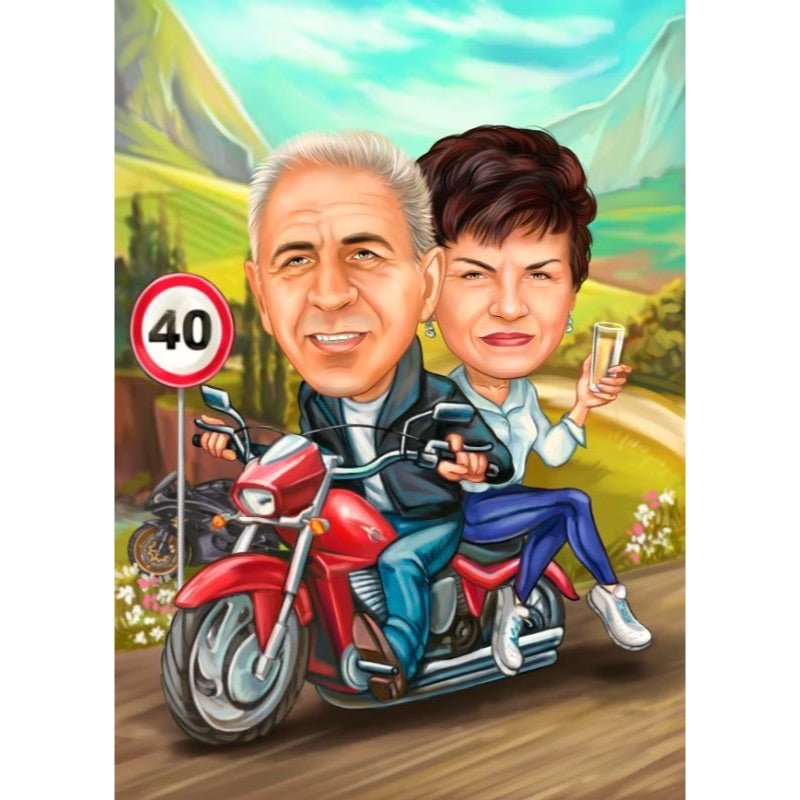 Retirement Grandmother and Grandfather Caricature | Custom Caricature - Caricature4You