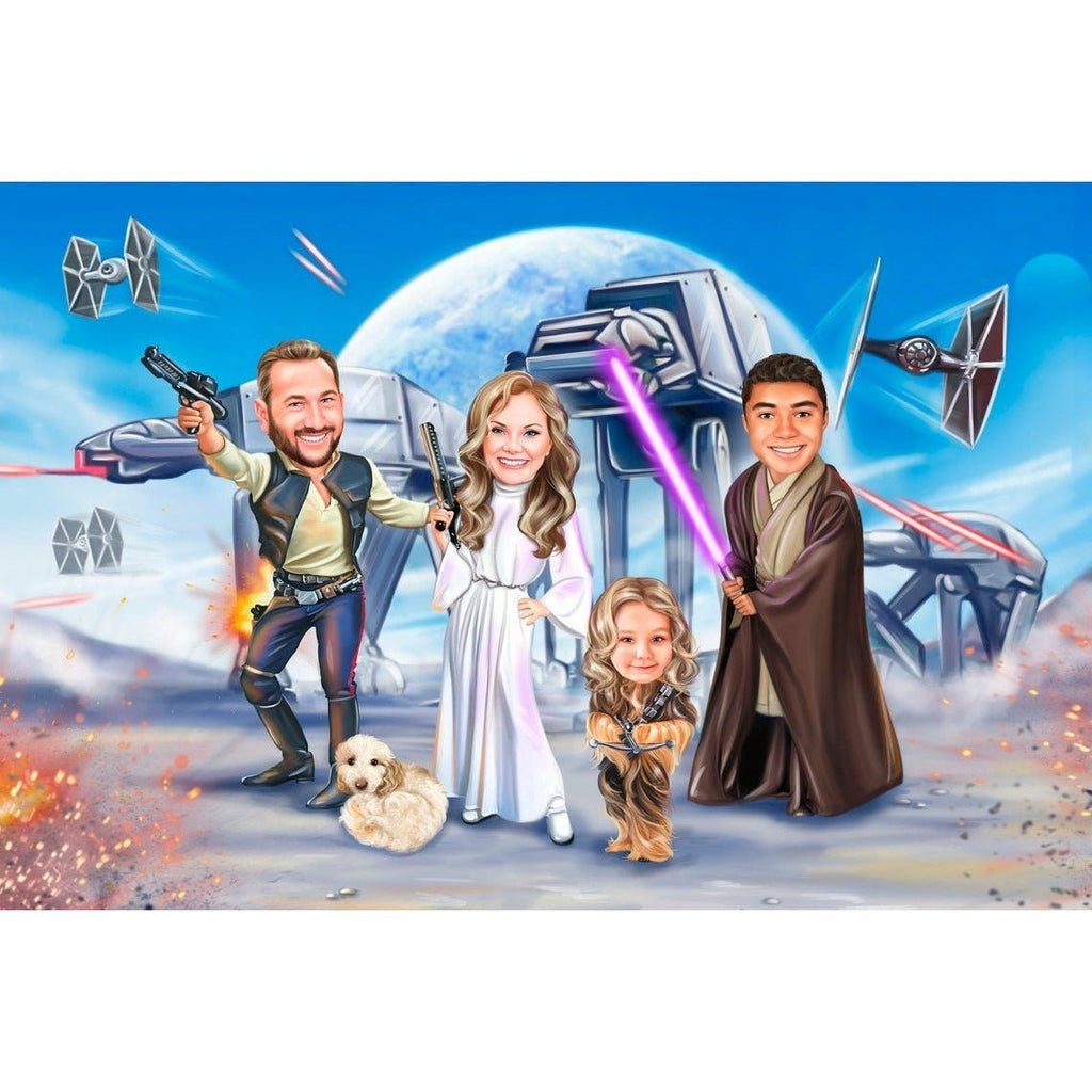 Star Wars Family Caricature | Custom Caricature - Caricature4You