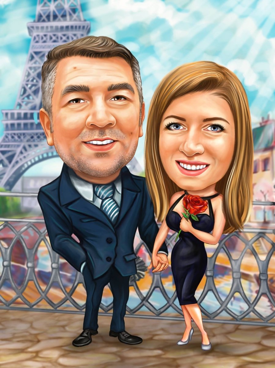 Travel Caricature | Custom Caricature For couples - Caricature4You